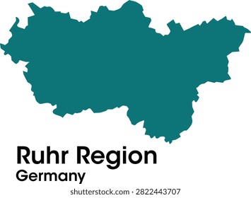 Filled vector map of the Ruhr Region, North Rhine-Westphalia, Germany, isolated on a light background. Detailed geographic illustration ideal for cartography, geography, education, GIS, regional planning, travel and infographic projects.