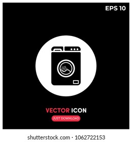 Filled Washing Machine Vector Icon Illustration For Web Design,UI