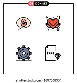 Filledline Flat Color Pack of 4 Universal Symbols of chat; media; nature; like; page Editable Vector Design Elements