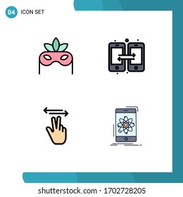 Filledline Flat Color Pack of 4 Universal Symbols of costume; mobile; connection; mobile; data Editable Vector Design Elements