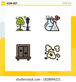 Filledline Flat Color Pack of 4 Universal Symbols of tree; cupboard; park; test; dressing Editable Vector Design Elements