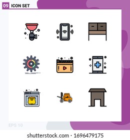 Filledline Flat Color Pack of 9 Universal Symbols of progress; management; connect; data; table Editable Vector Design Elements