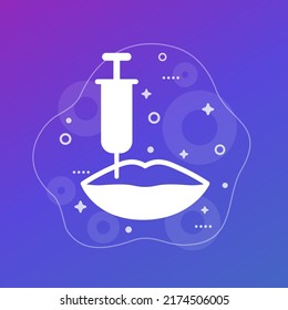 filler injection in lips icon, vector