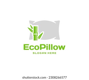 Filler of a soft pillow from bamboo fiber logo design. Hygiene pillow with bamboo fiber inside graphic design. Concept of comfortable and healthy sleep