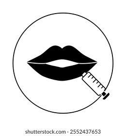 Fillers Icon – Lips with Syringe Representing Cosmetic Lip Augmentation