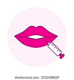 Fillers Icon – Lips with Syringe Representing Cosmetic Lip Augmentation