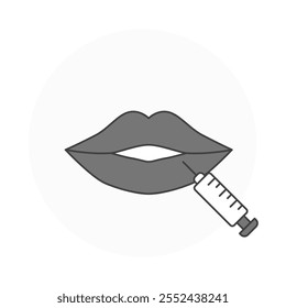 Fillers Icon – Lips with Syringe Representing Cosmetic Lip Augmentation