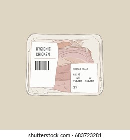 Fillet of chicken in the package. 