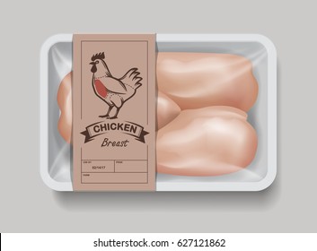 Fillet of chicken in the package vector illustration