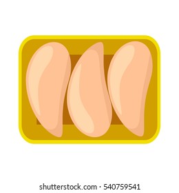 Fillet of chicken or turkey in the package. flat vector illustration isolate on a white background. easy to use