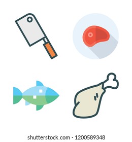fillet icon set. vector set about butcher, fish, steaks and meat icons set.