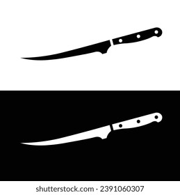 Fillet knife flat silhouette vector. Black and white kitchen utensil icons. Kitchen tools symbol for web. Kitchen concept.