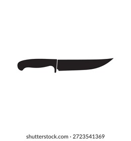 Diseño plano de la ilustración del Vector de la silueta del cuchillo del filete en el fondo blanco