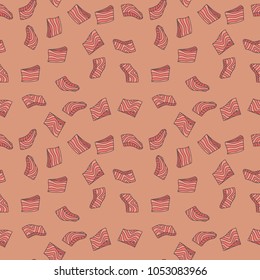Fillet pieces of salmon red fish vector creative seamless pattern or background