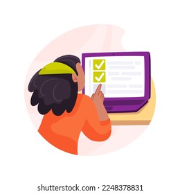 Filling admission form isolated cartoon vector illustration. Student filling admission form online, doing application paperwork, college application process, teenager typing vector cartoon.