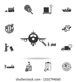 filling an airplane with cargo icon. Detailed set of logistic icons. Premium graphic design. One of the collection icons for websites, web design, mobile app on white background