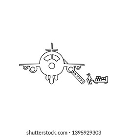 filling an airplane with cargo icon. Element of Logistic for mobile concept and web apps icon. Outline, thin line icon for website design and development, app development
