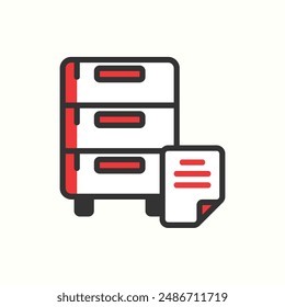 icono de armario de relleno, aislado icono de color tema lugar de trabajo
