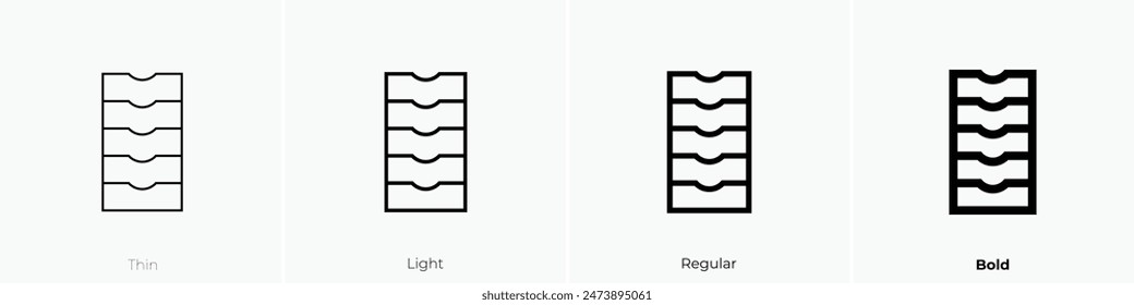filling cabinet icon. Thin, Light Regular And Bold style design isolated on white background