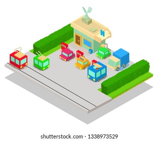 Filling concept banner. Isometric banner of filling vector concept for web, giftcard and postcard