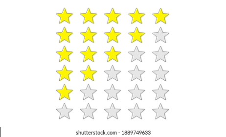 Filling five point scale with stars clipart. Gold award signs on white space and great reviews for best online shopping malls quality service. Excellent recommendations in vector social networks.
