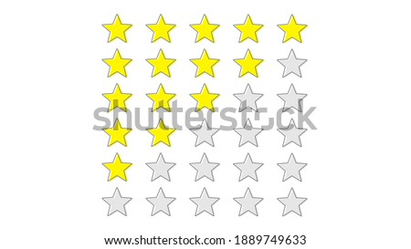 Filling five point scale with stars clipart. Gold award signs on white space and great reviews for best online shopping malls quality service. Excellent recommendations in vector social networks.