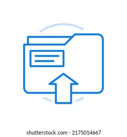 Filling folder with documents vector line icon. Open folder with collected organization files sheets. Information archival data work notes. Catalog for storing portfolio and preparing exams.