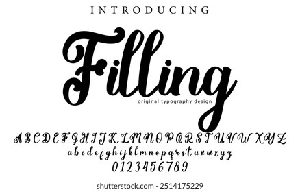 Füllende Schriftart Stilvoller Pinsel gemalt ein Großbuchstaben, Vektorbuchstaben, Alphabet, Schriftart