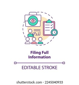 Filling full information concept icon. Preventing mass exodus during mergers abstract idea thin line illustration. Isolated outline drawing. Editable stroke. Arial, Myriad Pro-Bold fonts used