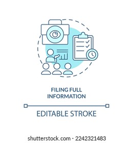 Filling full information turquoise concept icon. Prevent mass exodus during mergers abstract idea thin line illustration. Isolated outline drawing. Editable stroke. Arial, Myriad Pro-Bold fonts used
