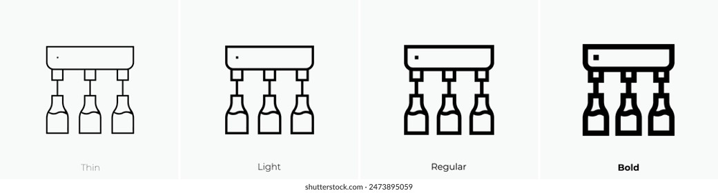 filling machine icon. Thin, Light Regular And Bold style design isolated on white background