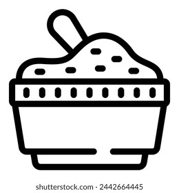 Konturvektor des Füllmaterialsymbols. Toilette für Haustiere. Sauberes Wurfkistengranulat