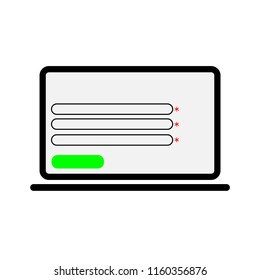 filling out a questionnaire on a laptop