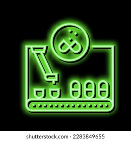 filling pharmaceutical production neon light sign vector. filling pharmaceutical production illustration