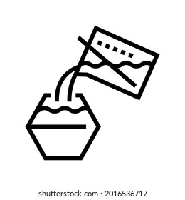 filling resin in bowl line icon vector. filling resin in bowl sign. isolated contour symbol black illustration