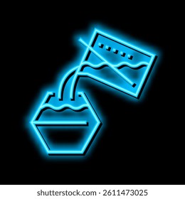 filling resin in bowl neon light sign vector. filling resin in bowl illustration
