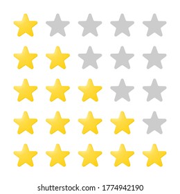 Filling stars game bar. Energy steps storage in empty and gradually fulll star graphical mobile interface colorful indicator of game rating bonuses passing award. Vector cartoon.