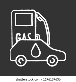 Filling station chalk icon. Petrol pump. Gasoline stand. Gas station. Isolated vector chalkboard illustrations