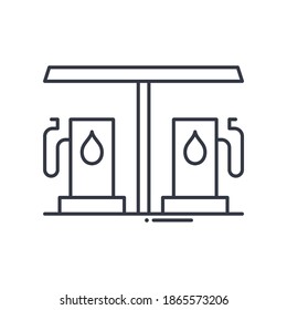 Icono de concepto de estación de relleno, ilustración lineal aislada, vector de línea delgada, signo de diseño web, símbolo de concepto de contorno con trazo editable sobre fondo blanco.