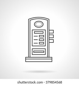 Filling station. Gas station column with display. Car services. Flat line style single vector icon. Element for web design, business, mobile app. 