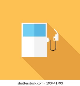 Filling station icon. Flat design style modern vector illustration. Isolated on stylish color background. Flat long shadow icon. Elements in flat design.