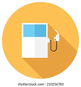 Filling station icon. Flat design style modern vector illustration. Isolated on stylish color background. Flat long shadow icon. Elements in flat design.