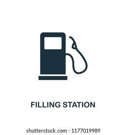 Filling Station icon. Monochrome style design from city elements collection. UI. Pixel perfect simple pictogram filling station icon. Web design, apps, software, print usage.