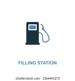 Filling Station icon in two colors. Creative design from city elements icons collection. Colored filling station icon for web and mobile design.