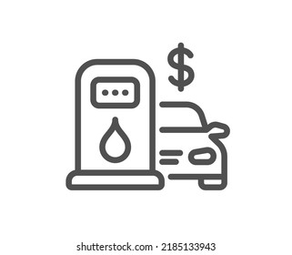 Filling station line icon. Gas station sign. Diesel or Petrol fuel symbol. Quality design element. Linear style filling station icon. Editable stroke. Vector