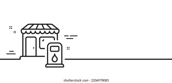 Filling station line icon. Petrol or gas station sign. Diesel fuel symbol. Minimal line illustration background. Filling station line icon pattern banner. White web template concept. Vector