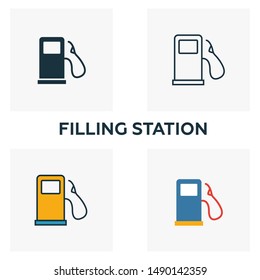 Filling Station outline icon. Thin style design from city elements icons collection. Pixel perfect symbol of filling station icon. Web design, apps, software, print usage.