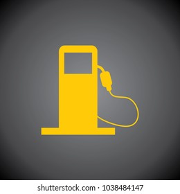 Filling Station Petrol Pump icon on black background.