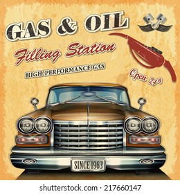 Filling station retro banner