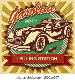 Filling station retro poster